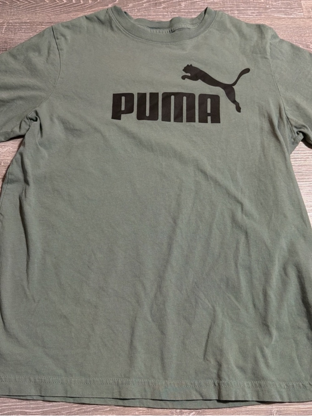 Puma Olive Green Short Sleeve Tee with Black Logo